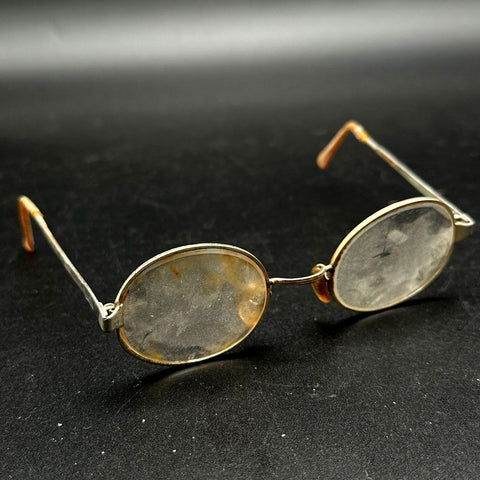 Vintage 50s S.H. Laufer 12K Gold Filled Oval Wire Rim Glasses Frames Sz 4 1/4