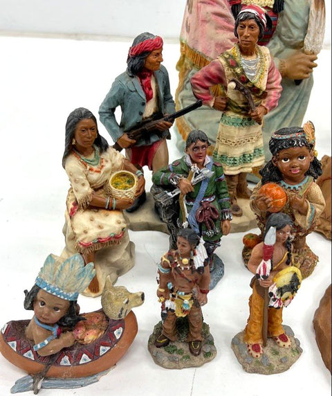 Vintage Lot Castagna Resin Figurines Native American Western Cowboy 1990s