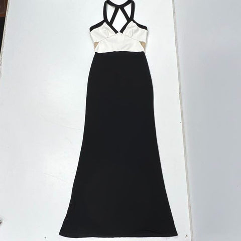 ABS by Allen Schwartz Colorblock Cutout Maxi Gown Evening Dress Sz L