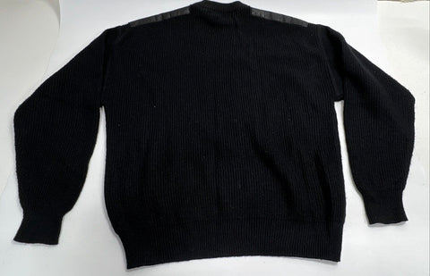 Vintage 90s Mark Elliot Men's Black Sweater Leather Trim Southwestern Sz M