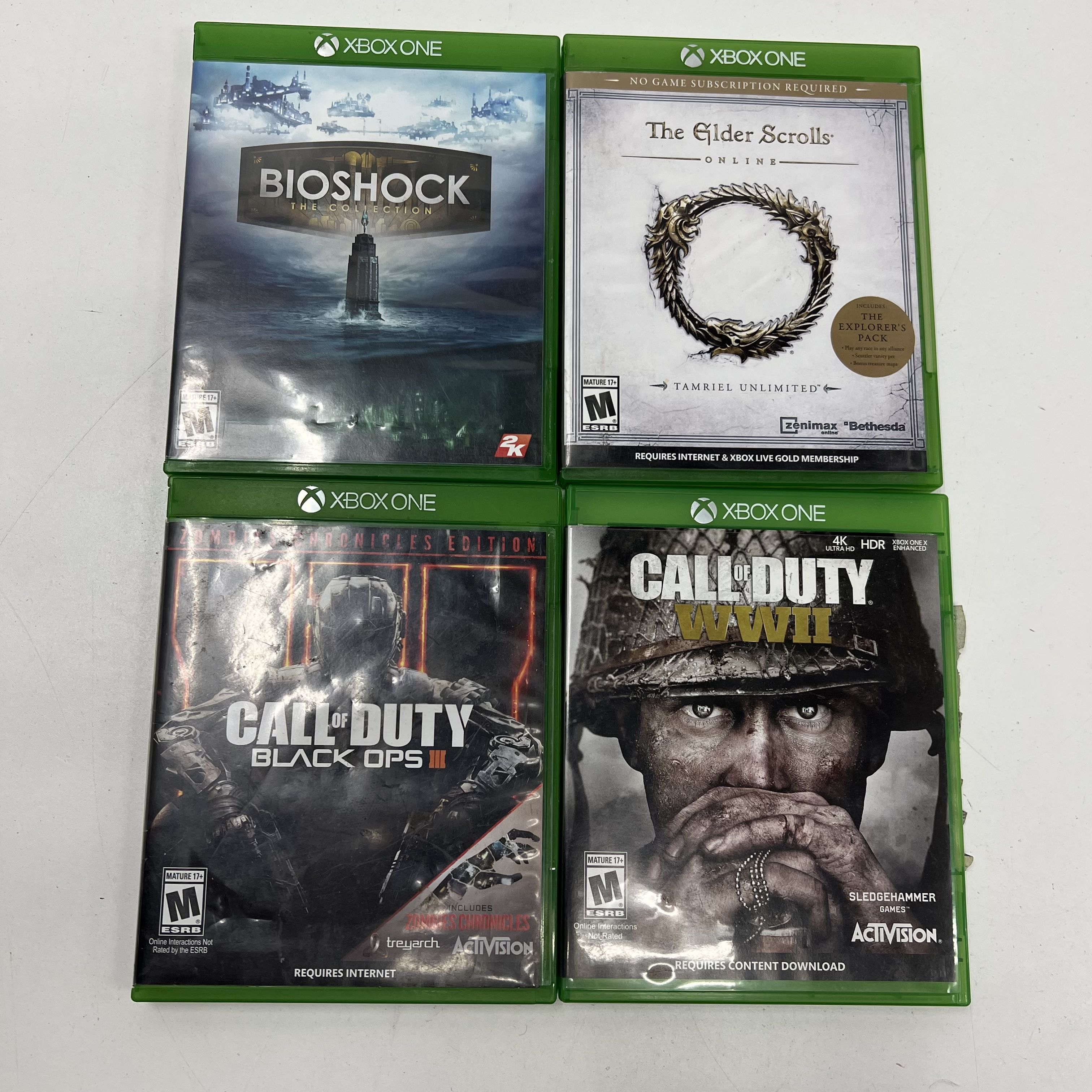 Call of Duty Black Ops 3 WWII BioShock Xbox One 6 Game Lot Microsoft