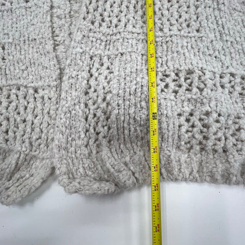 Free People Women's Gray Homecoming Chunky Knit Boucle Open Front Cardigan M/L