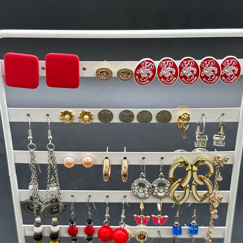 Wearable Jewelry Lot 35 Pairs Earrings Packers Wisconsin Badgers Boho Rhinestone
