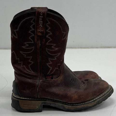 Tony Lama TW903Y Brown Leather Western Work Boots Kids Size 3D