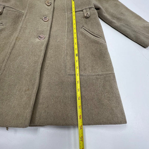 Vintage 70s Wool Blend Tan Car Coat Fully Lined Jacket Sz M