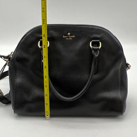 Kate Spade Black Pebbled Leather Dome Satchel Crossbody Bag Gold Hardware