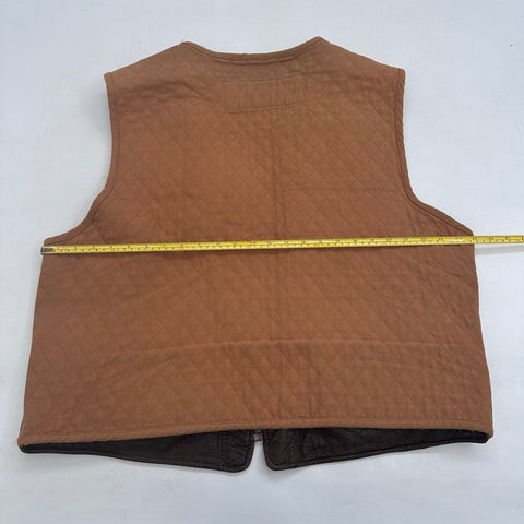 Smith & Wesson Men's Brown Leather Quilted Canvas Shooting Hunting Vest Sz XL