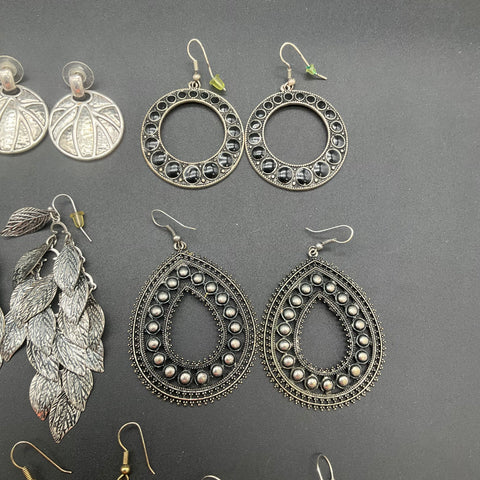 Bohemian Tribal Style Earrings Jewelry Lot of 9 Pairs Silver Gold Tone Dangle