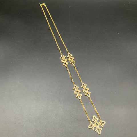 Lauren Ralph Lauren LRL Gold Tone Rhinestone Quatrefoil Necklace Set of 2
