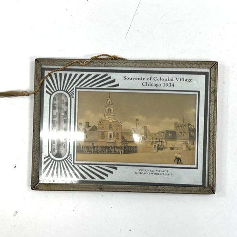1934 Chicago World's Fair Souvenir Thermometer Colonial Village Art Deco