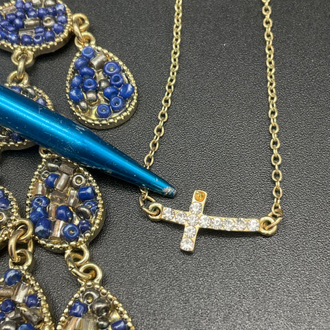 Vintage Style Costume Jewelry Lot 9 Necklaces Heart Cross Locket Bib Statement