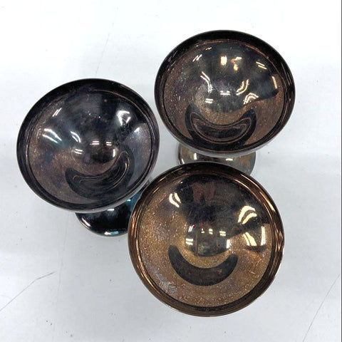 Vintage Mid-Century Gadettta Silver Plate Twisted Stem Coupe Martini Glasses