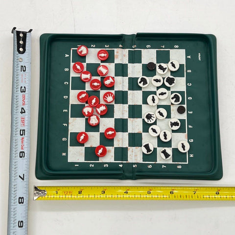 Vintage Magnetic Chess and Checker Game Set Folding Portable Japan Travel