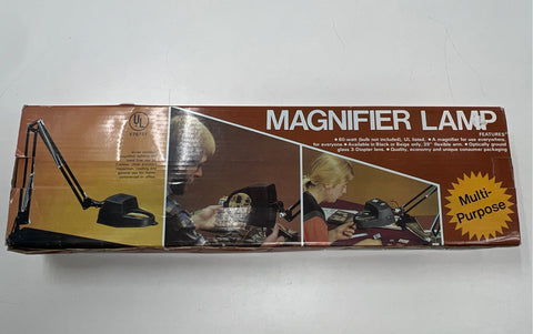 Vintage Magnifier Lamp Black Swing Arm Desktop 3-Diopter Lens Hobby Light
