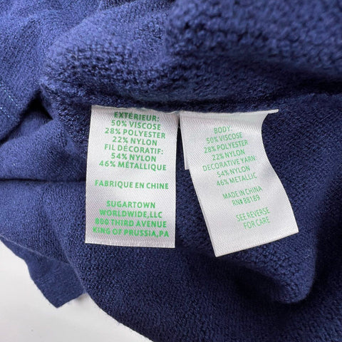 Lilly Pulitzer Mame Sweater Low Tide Navy Metallic Cardigan Women's M NWT