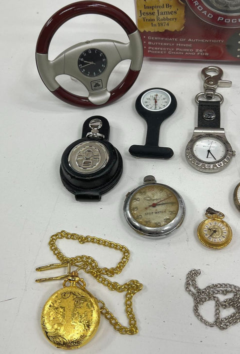 Pocket Watch & Fob Watch Lot of 13 Captain America Railroad Novelty Timepieces