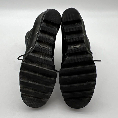 Sorel Joan of Arctic Wedge Mid Black Leather Women's Boots Size 12