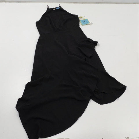 CeCe Women's Black Halter Asymmetrical Ruffle Essentials Dress Sz 4 NWT