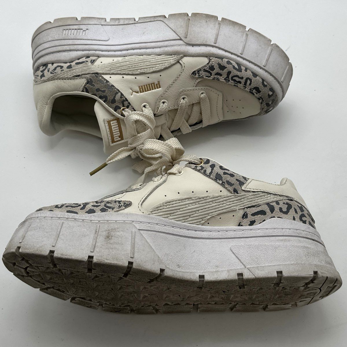Puma Mayze Stack Leopard Pristine Gold Women's Platform Sneakers