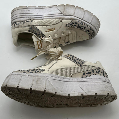 Puma Mayze Stack Leopard Pristine Gold Women's Platform Sneakers Size 7