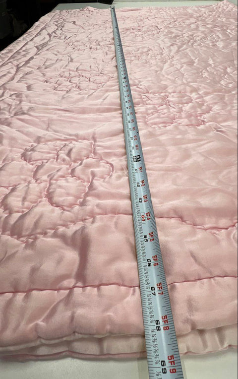 Pottery Barn Kids Girls Pink Floral Quilted Silk Blend Bedspread Sham Set