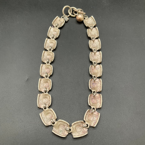 Vintage Anne Klein Silver Tone Rectangular Link Necklace Toggle Clasp
