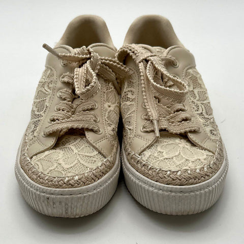 Marc Fisher Spryng Cream Floral Lace Low Top Platform Sneakers Women's Size 8.5