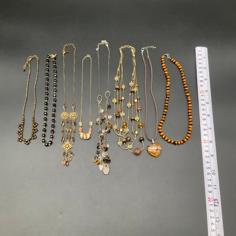 Tiger's Eye Beaded Multi-strand Statement Necklaces Wearable Jewelry Lot of 8