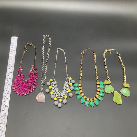 Statement Fashion Jewelry Lot of 5 Necklaces Gold Silver Tone Bib Pendant
