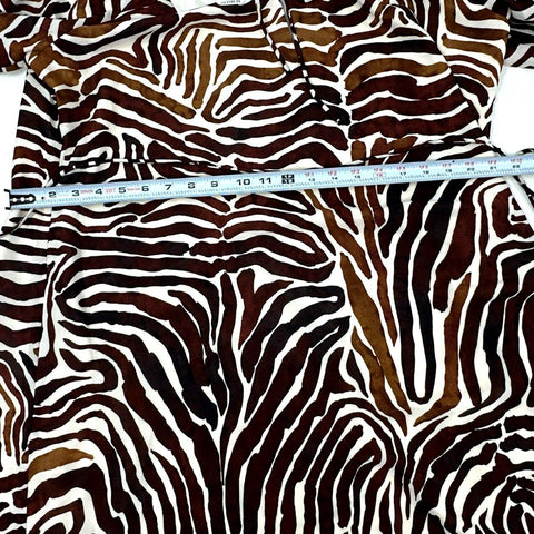 Tommy Bahama Women's Zen Zebra Midi Dress Brown White Balloon Sleeve Sz XL NWT