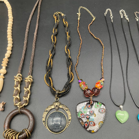 Robert Rose Bohemian Tribal Jewelry Lot 8 Necklaces Millefiori Wood Animal