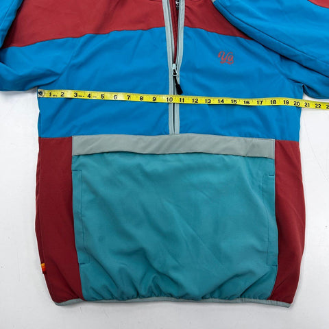 Yo Colorado Men's Colorblock Hooded Half Zip Pullover Jacket Red Blue Sz M