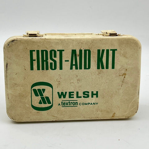 First Aid Kit Vintage Welsh Metal Box Textron Company Wall Mount With Contents