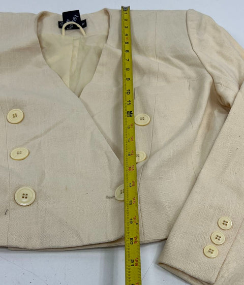 Sweet Suit Cream Vintage 90s Double Breasted Skirt Suit Set Women's 10 Petite