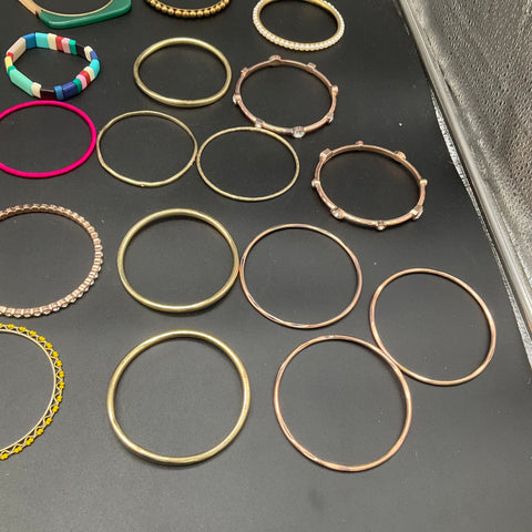 Fashion Jewelry Bracelet Lot 33pc Gold Tone Bangle Stretch Tile Rhinestone