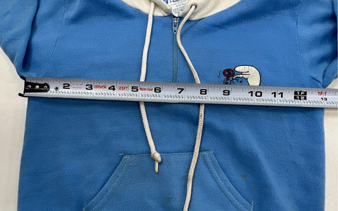 Vintage 1985 Smurfs Pampers Promo Kids 1/4 Zip Hoodie Blue Sz 4