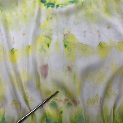 Alice & Olivia Women's Yellow Green Tie Dye Puff Sleeve Blouse Sz S