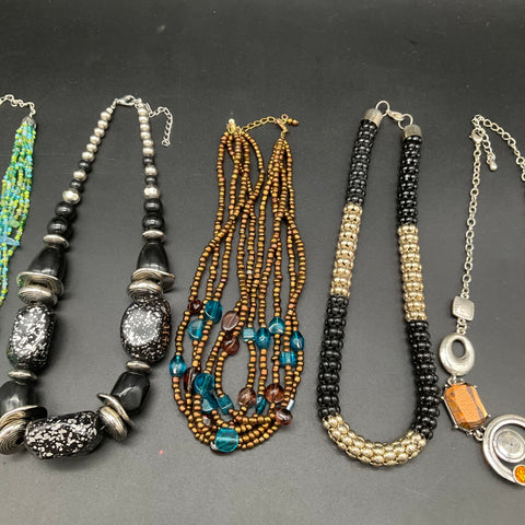 Costume Necklace Lot of 7 Beaded Multi-Strand Statement Collar Chain Fashion