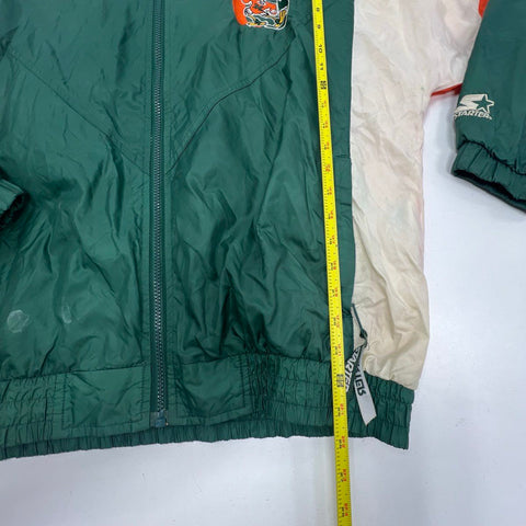 Vintage 90s Starter Miami Hurricanes NCAA Full Zip Puffer Jacket Sz M
