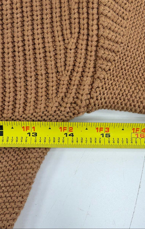 Staud Women's Camel Ribbed Knit Balloon Sleeve V-Neck Sweater Dress Sz S