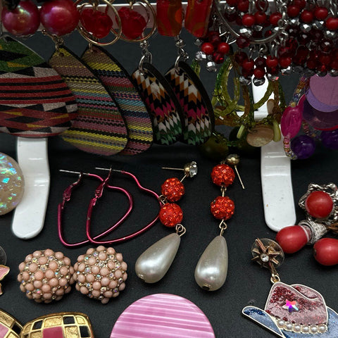 Vintage to Modern Costume Jewelry Lot 35+ Pairs Earrings Boho Retro Dangles