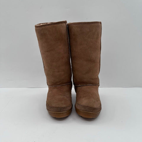Minnetonka Sheepskin Tall Suede Winter Boots Chestnut Brown Women's Size 8