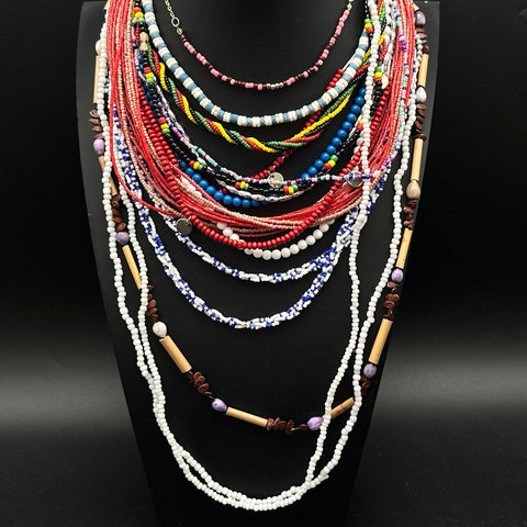 Fashion Jewelry Necklace Lot 20 Pieces Beaded Multi-Strand Boho Pendants