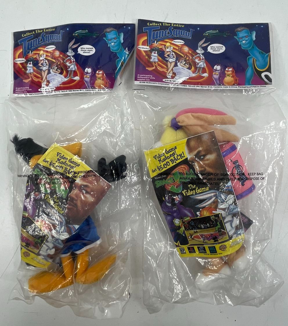 1996 Space Jam McDonald's Daffy Duck Lola Bunny Plush Lot 2pc Sealed New