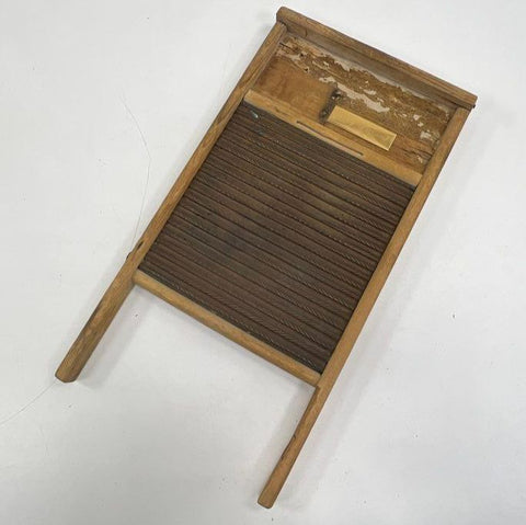 Antique Columbus Washboard Co No. 2062 Brass Wood Laundry Board Standard Size