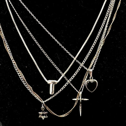 Mixed Silver Tone Fashion Jewelry Lot Necklaces Earrings Pendants Charms