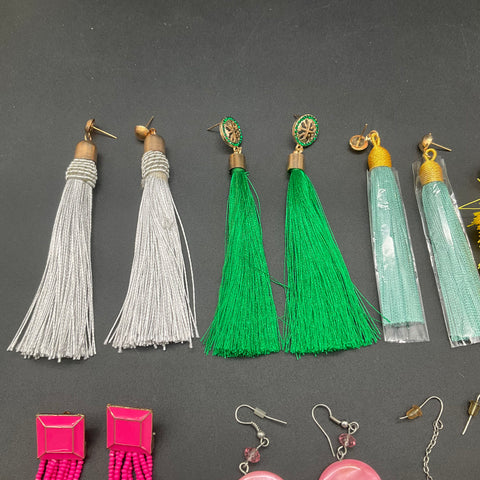 Fashion Statement Earrings Jewelry Lot of 18 Pairs Tassel Beaded Boho Drop