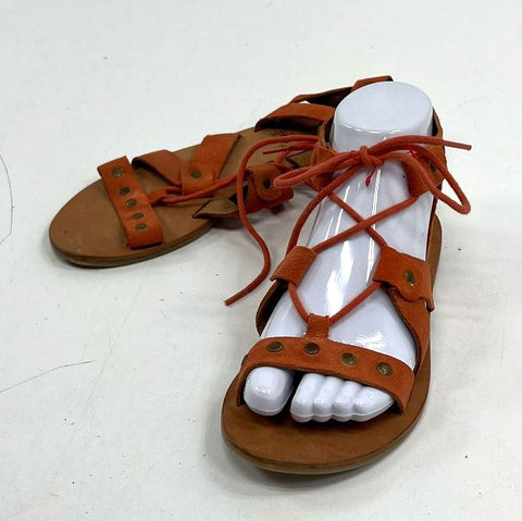 New Diba Terracotta Suede Studded Lace Up Gladiator Sandals Womens Size 6
