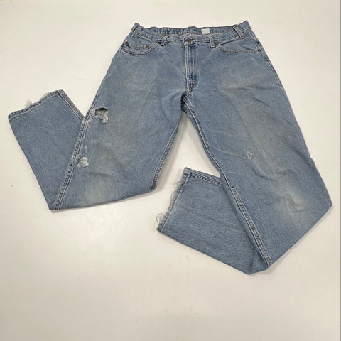 Vintage 90s Levi's 545 Loose Fit Light Wash Jeans Distressed Thrashed Sz 36x34