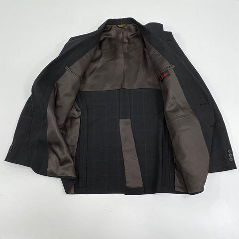 Vintage 80s John Weitz Mens Windowpane Plaid 2-Piece Suit Made in USA